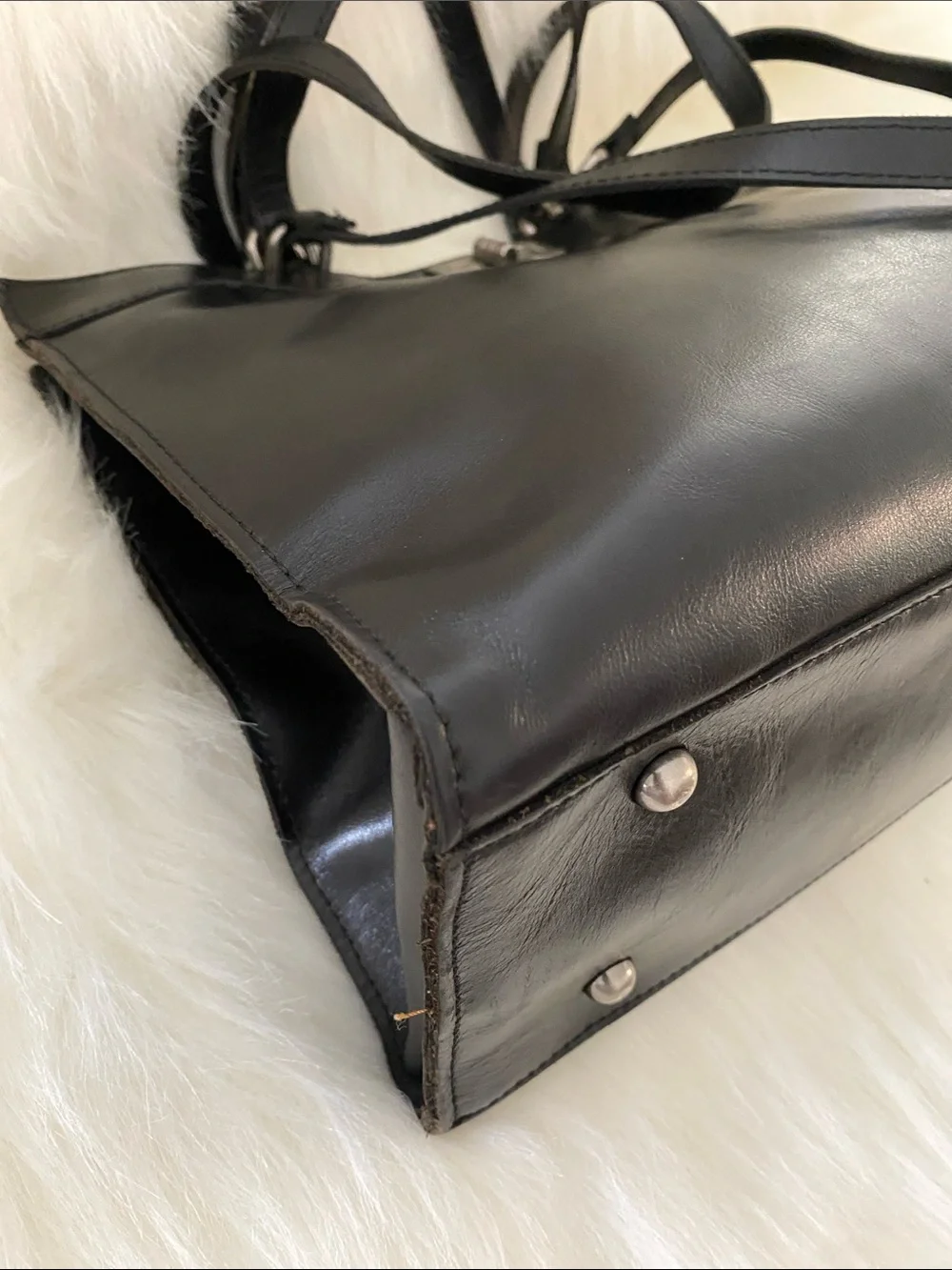 Patricia Nash Lucinda Full-Grain Leather Medium Tote Bag in Polished Black